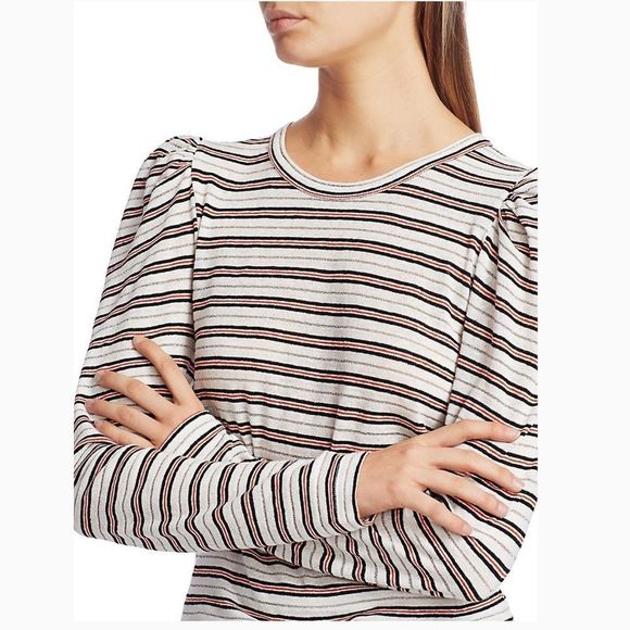 DEREK LAM 10 CROSBY| Amara Long-Sleeve Puff-Shoulder Tee - Picture 2 of 8